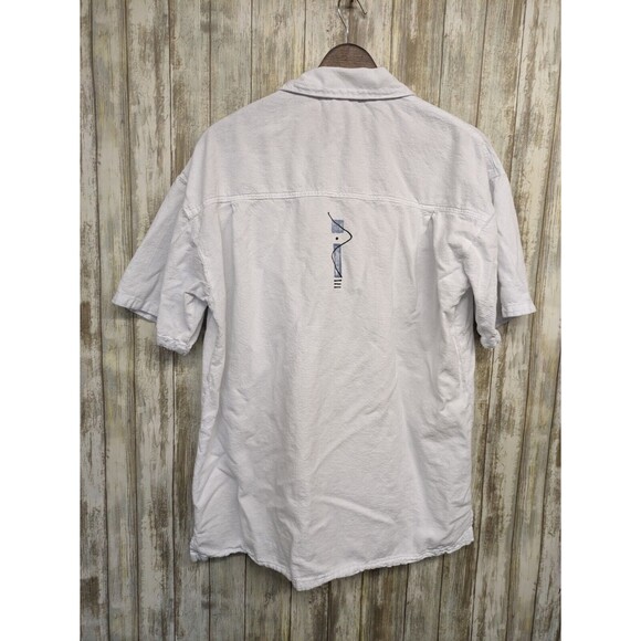 Expressions By Leslie Women's Art Wear 100% Cotton Short Sleeve Button Down Top - Picture 9 of 12